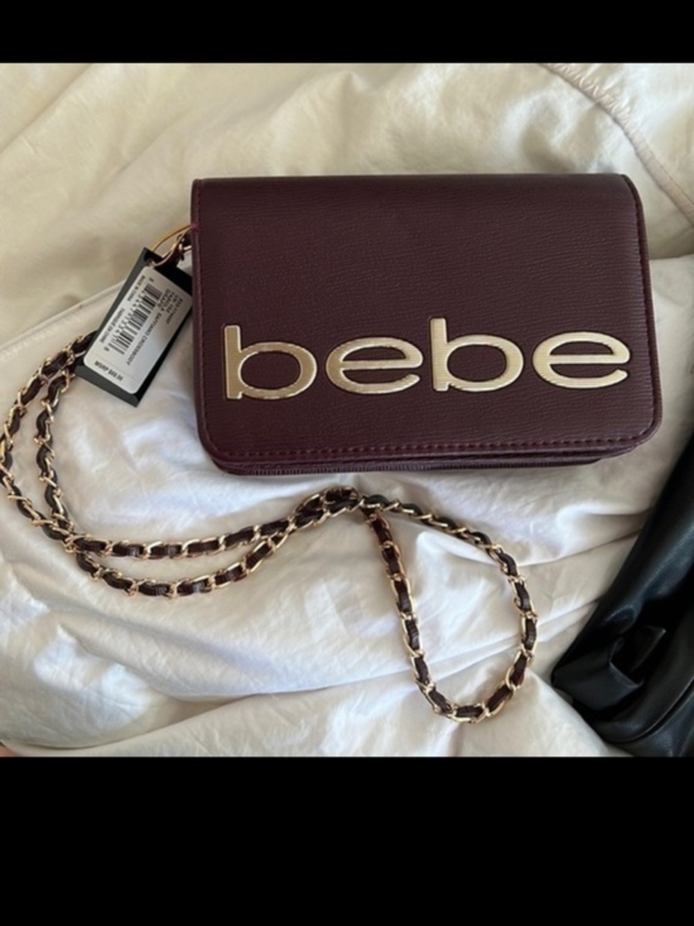 Bebe Fabiola Grape Crossbody Mini Bag w chain strap